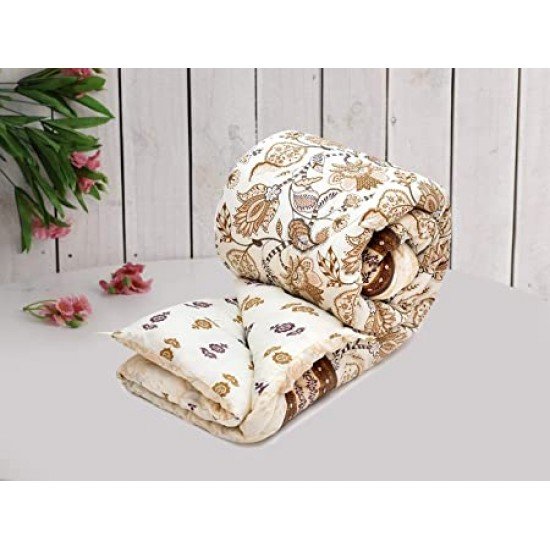 COZY FURNISH 100% Cotton Microfiber -AC Comforter/Duvet/Rajai/Special Quilt for All Seasons (57"x 87" Inch) (Golden)